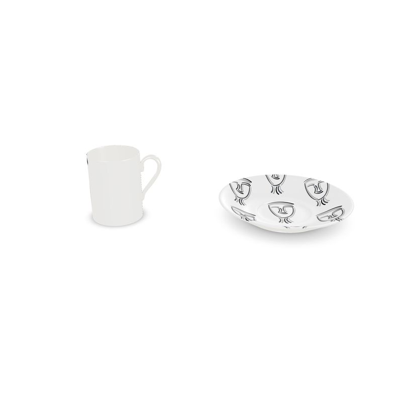 KEROS Espresso Cup And Saucer Set Of 4 - Monochrome